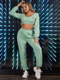 cropped v neck top and joggers set