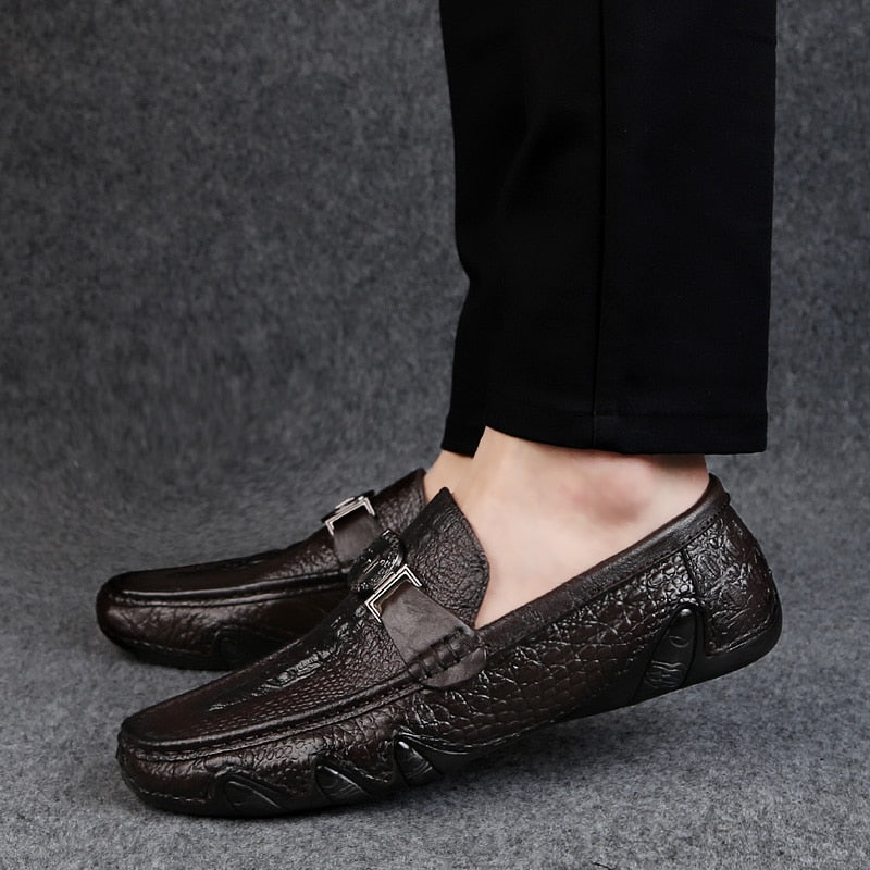 crocodile skin genuine leather slip on