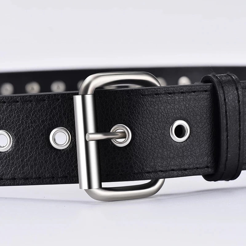 punk belt hollow rivet leather waist belt