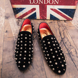 spikes man rivets glitter casual loafers