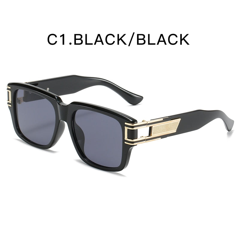 retro oversize metal decor square sunglasses