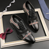 patchwork leatherpointed lace up loafers