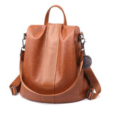 leather anti thief backpack