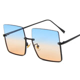 two tone gradient retro semi rimless sunglasses