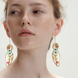 resin flower body form dangle earrings