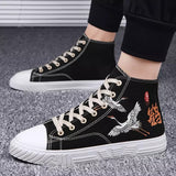 high cut abstract print lace up sneakers
