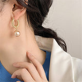 pearl gold color drop earring