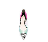 mixed colors dot fur transparent cylindrical high heel