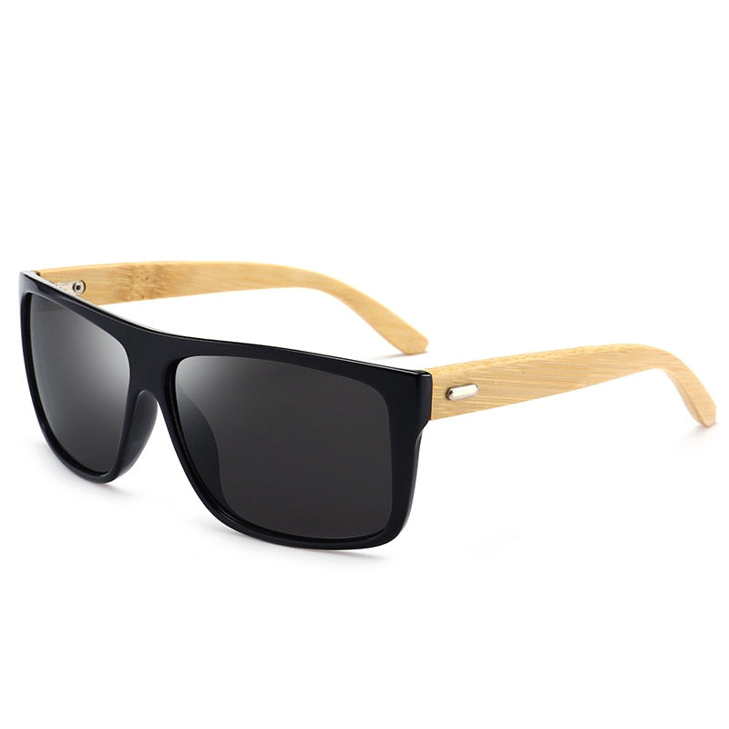 wooded one piece square sunglasses