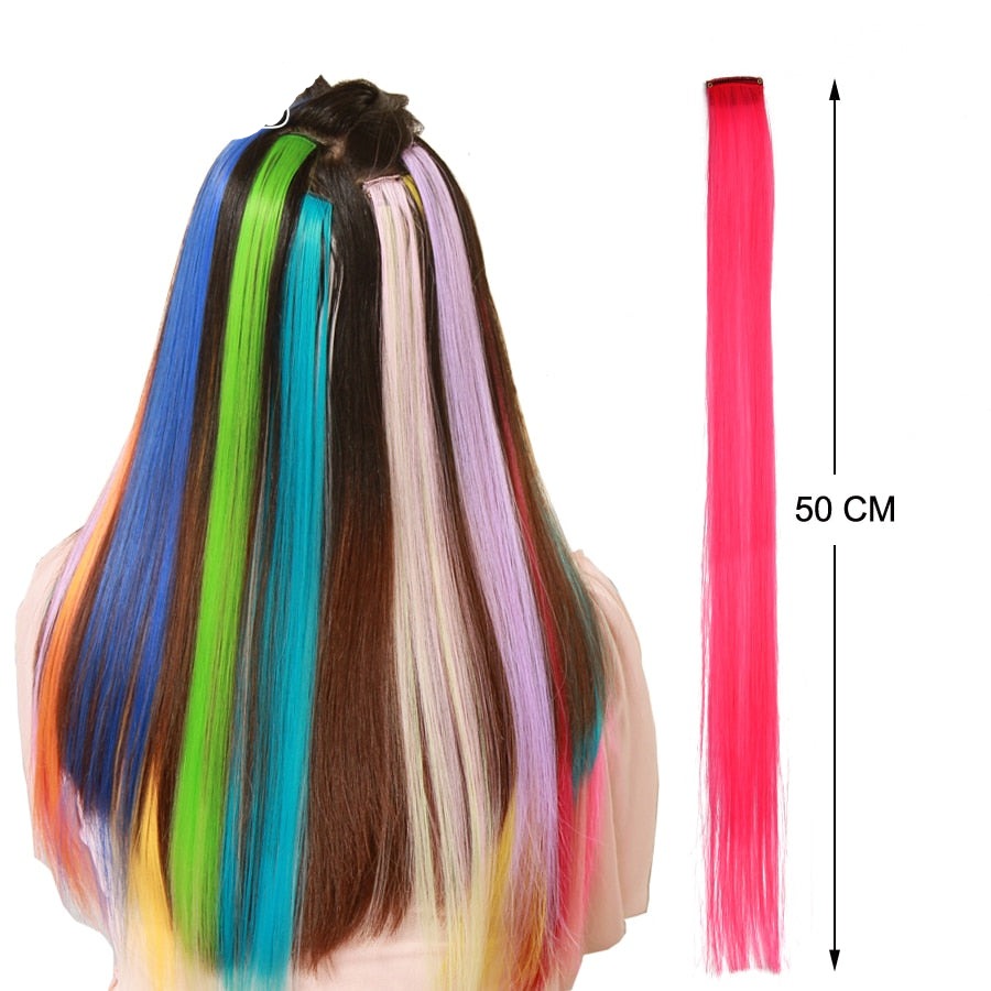straight heat resistant synthetic hair extensions with clips