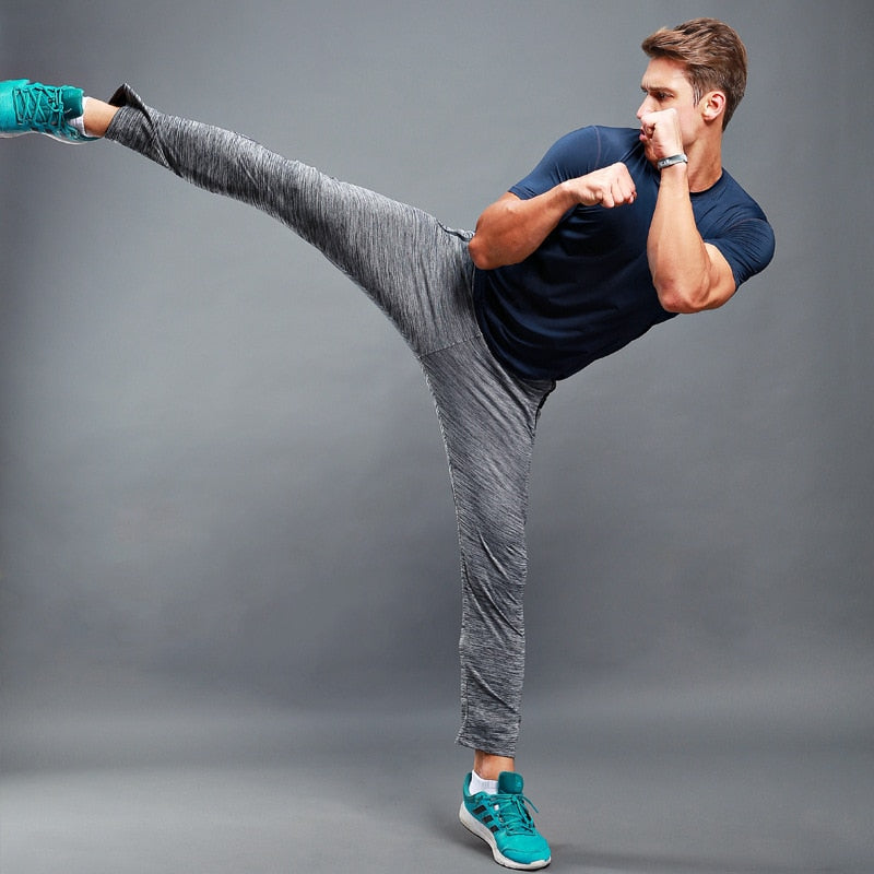 breathable fitness zipper elastic sweatpants