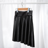 faux leather high waist elastic mini skirt