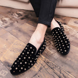 spikes man rivets glitter casual loafers