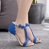 open toe strap with rhinetsone pearl tassels high heel