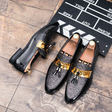 golden formal patchwork pu leather casual loafers
