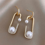pearl gold color drop earring