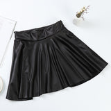 faux leather high waist elastic mini skirt
