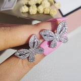 butterfly shaped rhinestones earrings necklace set