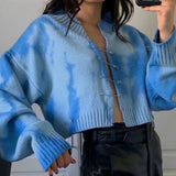 knitted tie dye oversized cropped cardigan