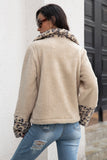 contrast cheetah button up sherpa jacket
