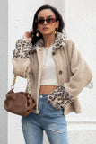 contrast cheetah button up sherpa jacket