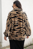 tiger print zip up teddy jacket