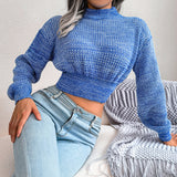 heathered dropped shoulder cropped sweater