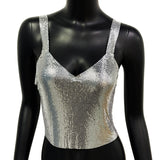 metal sequin chain camisole cropped top