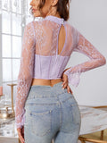lace long sleeve corset bones crop top