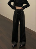 y2k leather baggy straight pants
