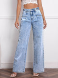 high waist with button decor loose casual mom jeans