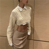 long sleeve knitted crop top sweater