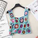 colorful hand crochet embroidery tank top