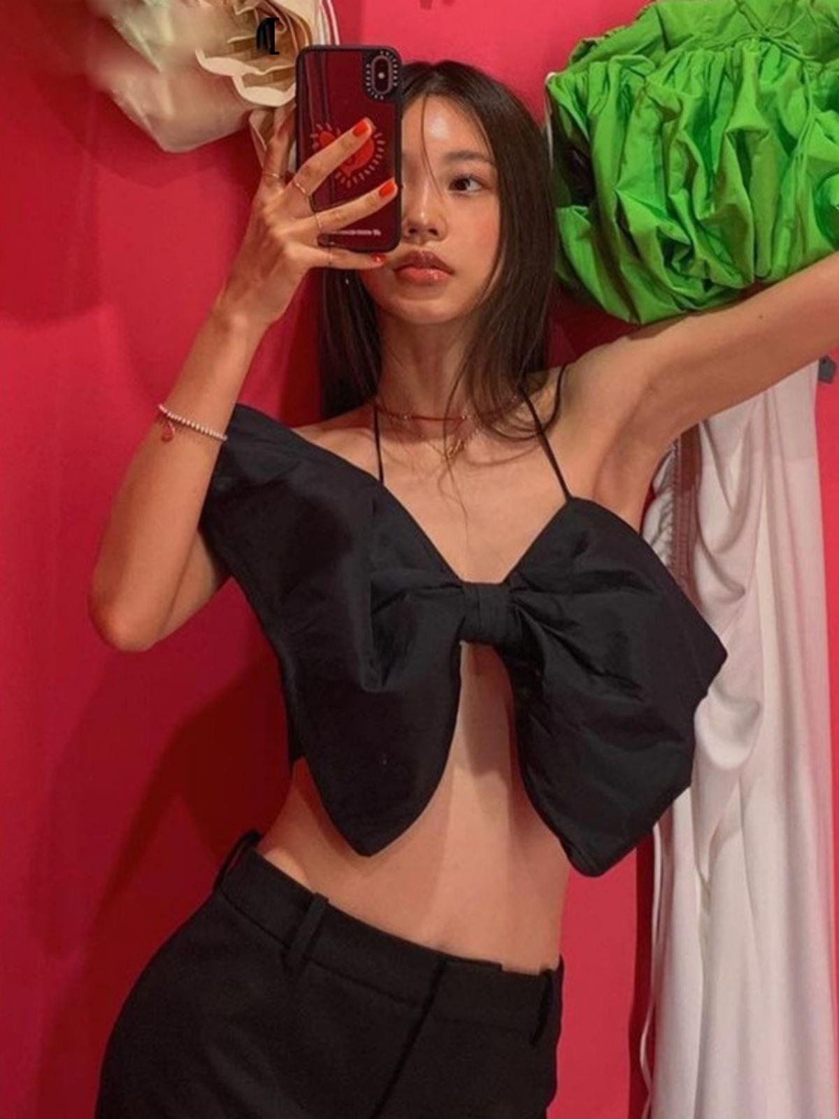 halter backless bow crop top