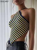 knitted spaghetti strap backless tank top