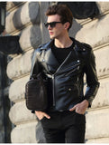 faux leather biker zipper jacket