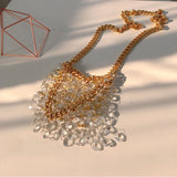 multilayer chain crystal beads open small square bag