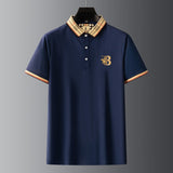 printed collared embroidery cotton polo shirt