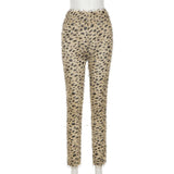 pants folds leopard high waist stretchy pants