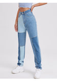 contrast stitch straight casual jeans
