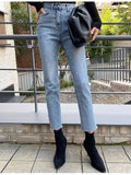 classic jeans for women high waist ankle length straight pants fashion slim fit washed female denim trousers boyfriend girl jean