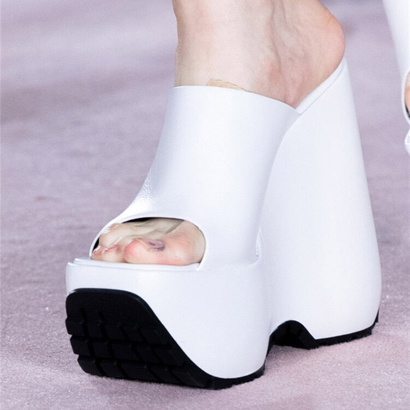 thick soled thin strap wedge