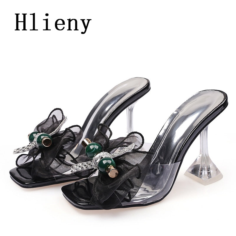 bowknot square open toe heeled sandals