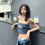 printed knitted tube top