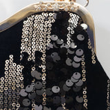 contrasting colors sequins chain velvet handbag