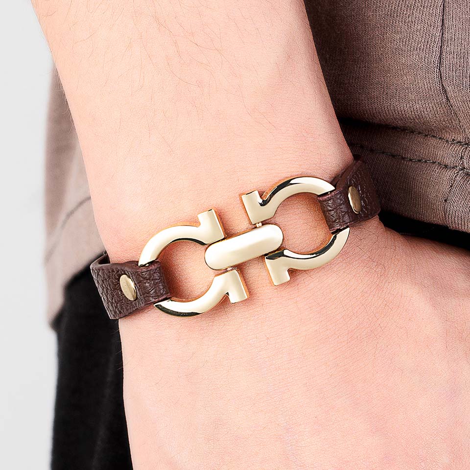geometric pu leather gold alloy buckle bracelets