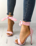 suede bowknot high heel sandals