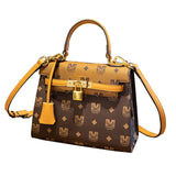 padlock pu leather square handbag