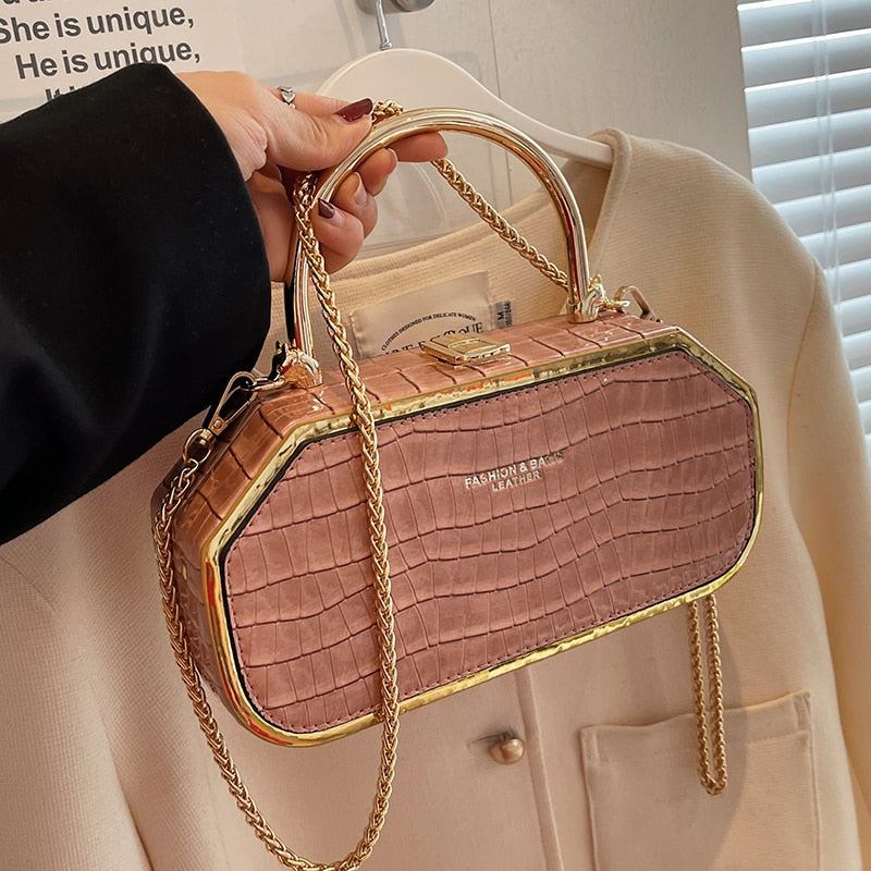 stone faux leather box handbag