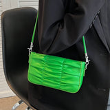 pu leather pleated shoulder crossbody handbags